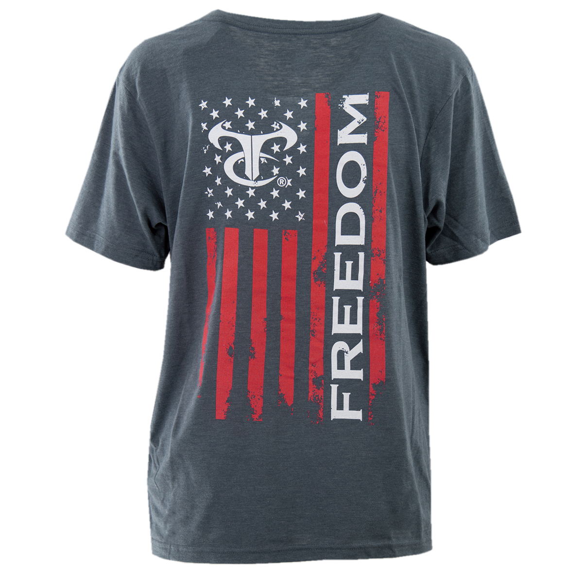 Ladies Freedom Flag Tee - Charcoal