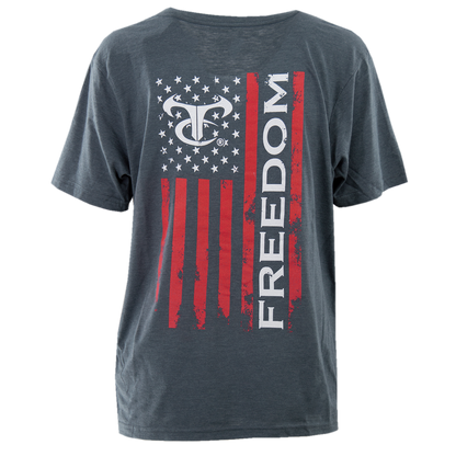 Ladies Freedom Flag Tee - Charcoal