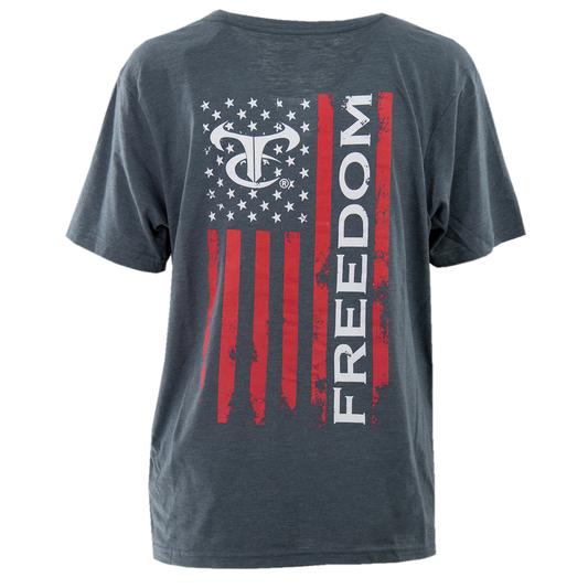 Ladies Freedom Flag Tee - Charcoal