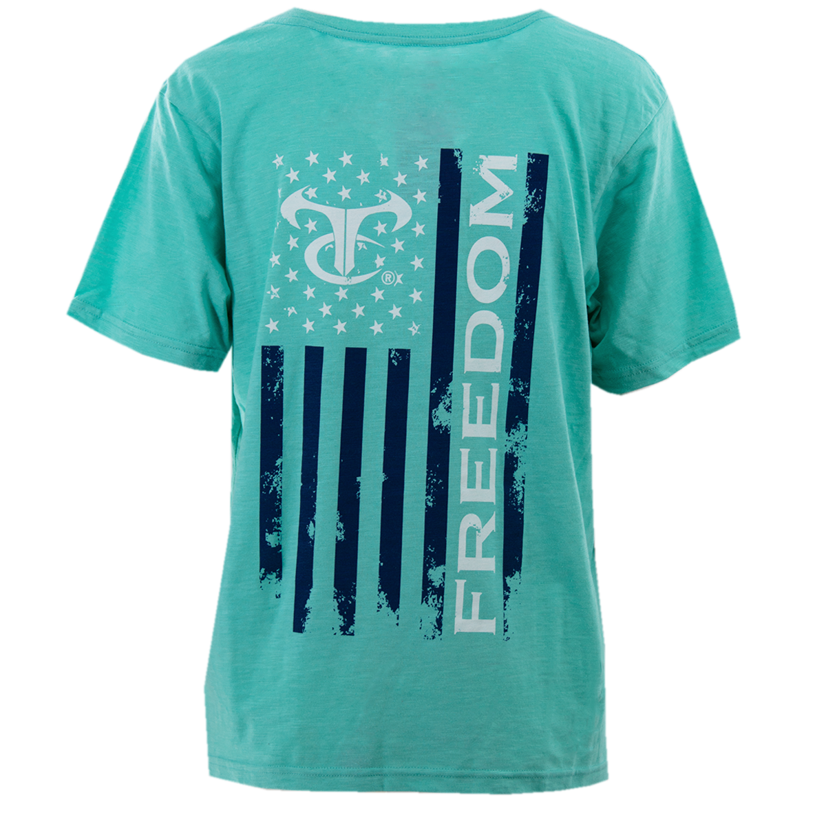 Ladies Freedom Flag Tee - Cascade