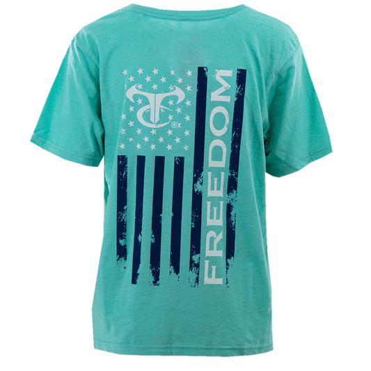 Ladies Freedom Flag Tee - Cascade