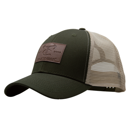 Olive Leather Patch Cap