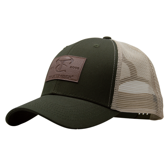 Olive Leather Patch Cap