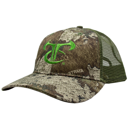 Strata/Olive Mesh Cap with Green Logo